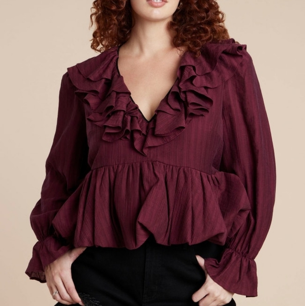NWT Eloquii Romantic Ruffled Blouse